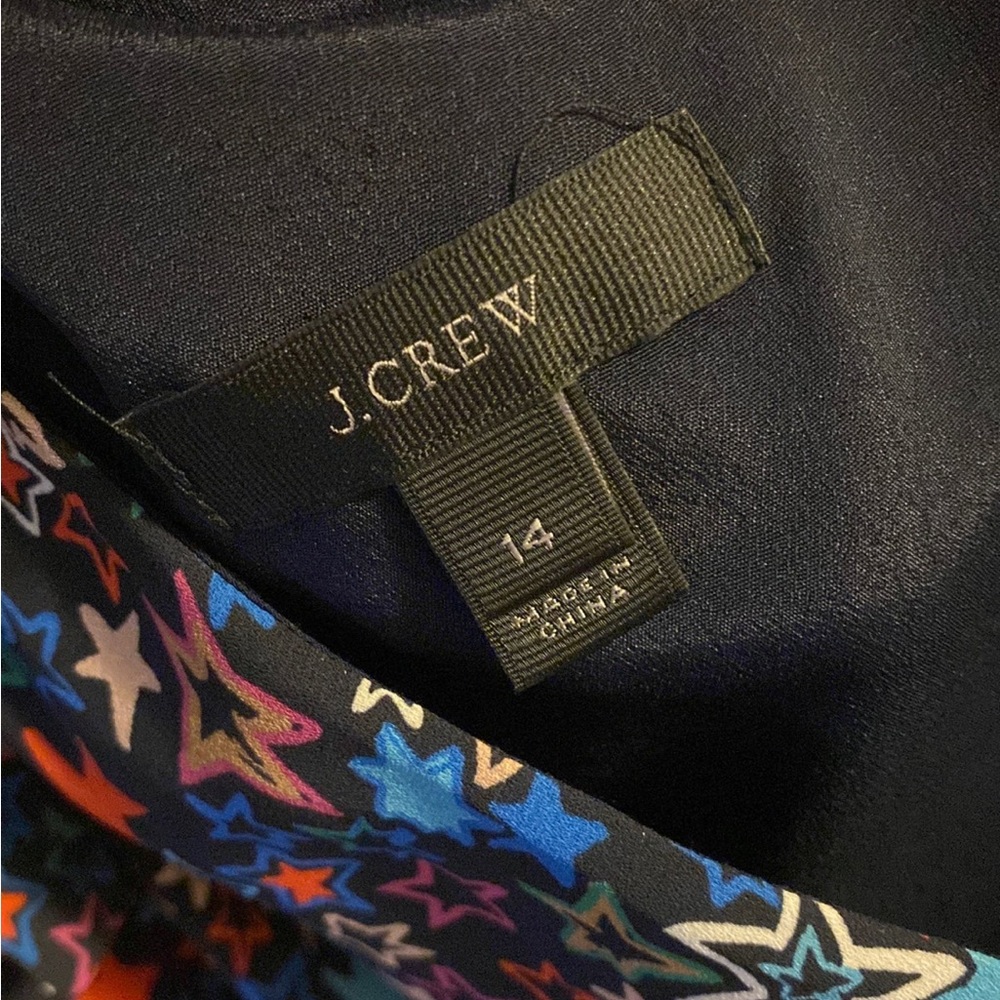 J. Crew Kaleidoscope Stars One Shoulder Dress Blue Multi Bow Ruffle - Picture 6 of 9